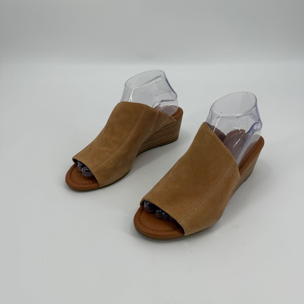 Lucky Brand Malenka Tan Leather Wedge Mules Sandals LK-MALENKA Womens 8M 39